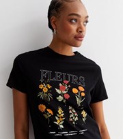 New Look Tall Black Fleurs Crew Neck Logo T-Shirt
